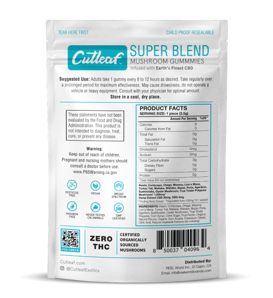 Super Blend 1000MG Mushroom Gummies Zero THC